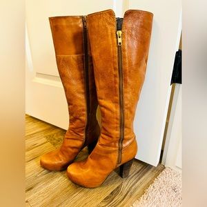 Steve Madden Knee High Cognac Leather Boot